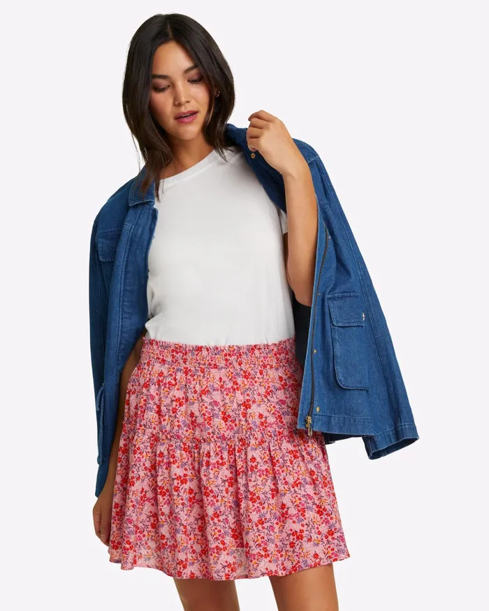 Draper James Pull On Mini Skirt In Blue Aster Women Bottoms and Skirts