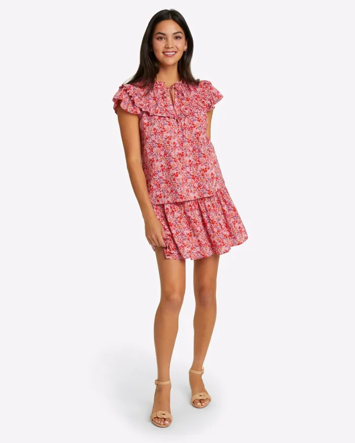 Draper James Pull On Mini Skirt In Blue Aster Women Bottoms and Skirts