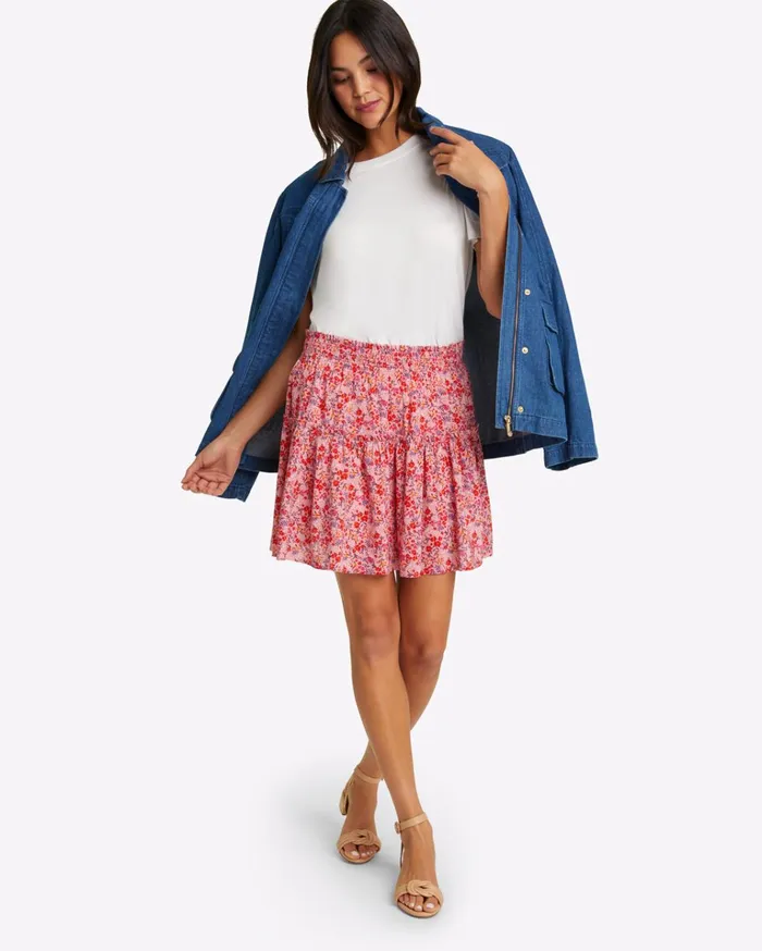 Draper James Pull On Mini Skirt In Blue Aster Women Bottoms and Skirts