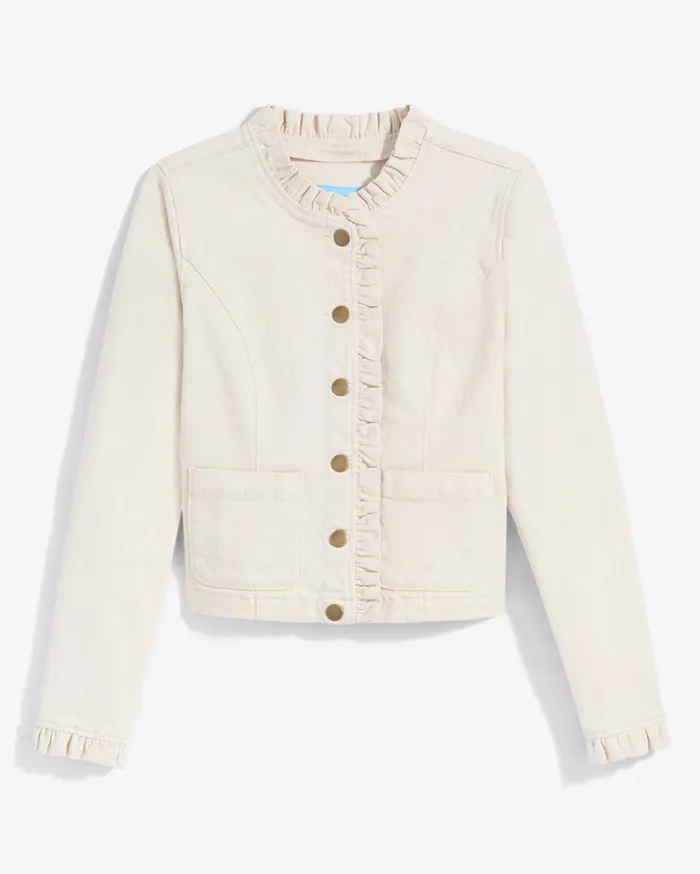 Draper James Ruffle Denim Jacket Women Jackets and Outerwear
