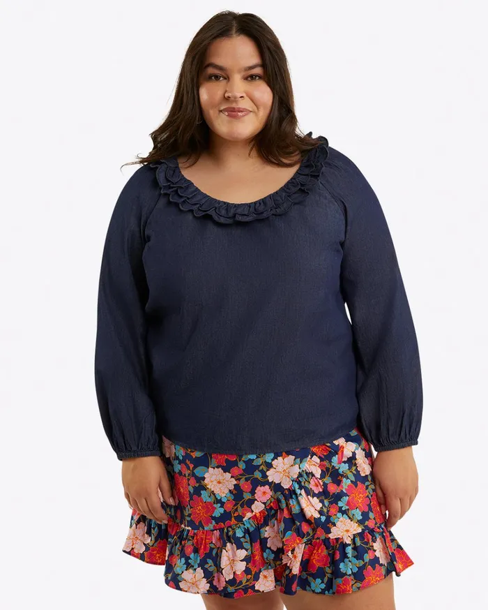 Draper James Ruffle Wrap Skirt In Stretch Poplin Women Bottoms and Skirts