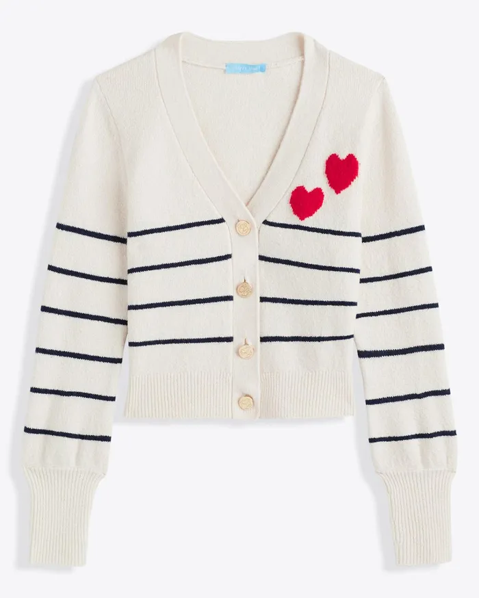 Draper James Stripe Heart Cardigan Women Tops