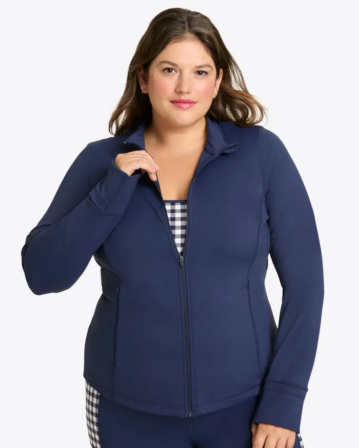 Draper James Warm Up Jacket In Navy Women DJ X Tretorn