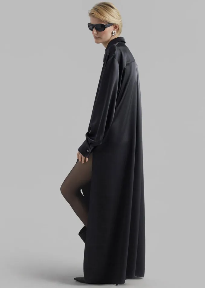 Dresses Women The Frankie Shop Avery Satin Shirt Dress 8211 Black