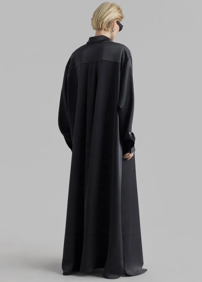 Dresses Women The Frankie Shop Avery Satin Shirt Dress 8211 Black