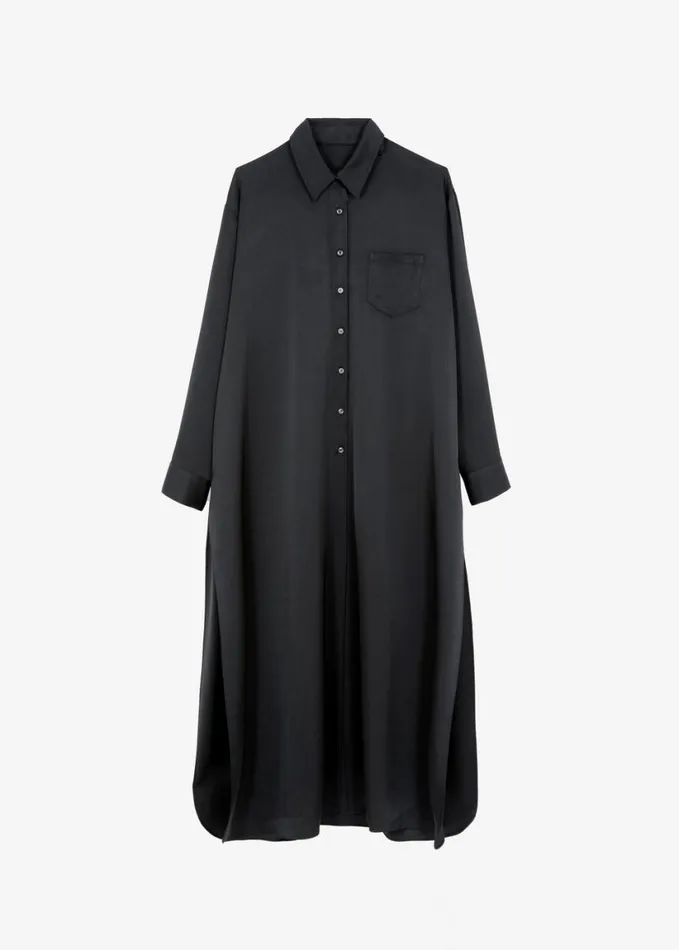 Dresses Women The Frankie Shop Avery Satin Shirt Dress 8211 Black