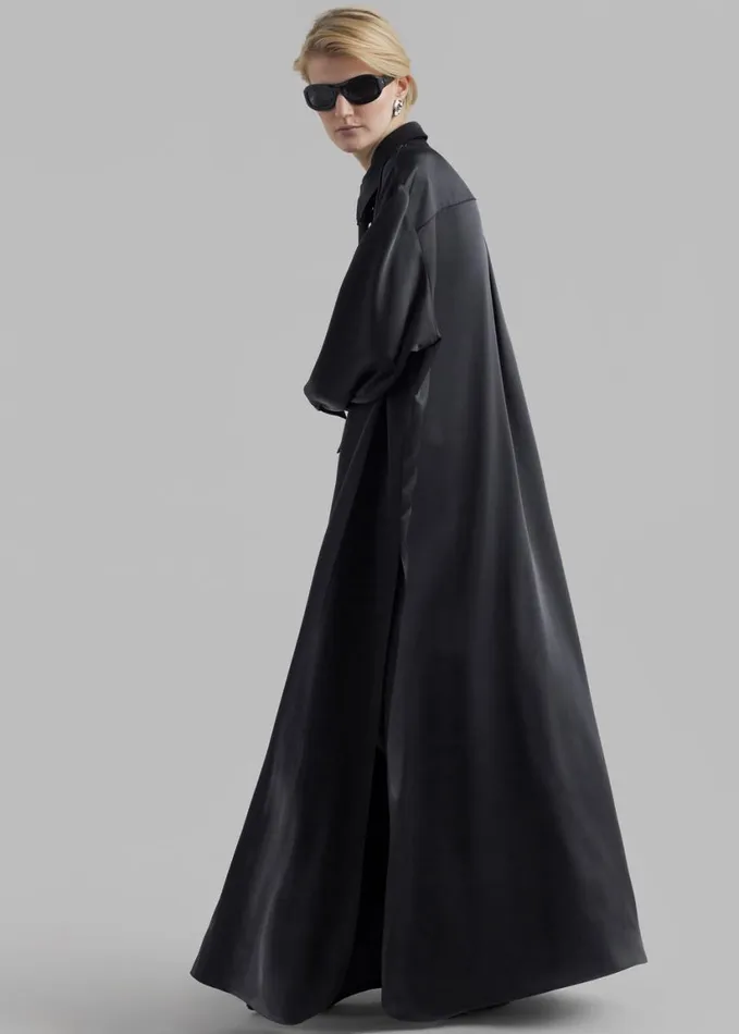Dresses Women The Frankie Shop Avery Satin Shirt Dress 8211 Black