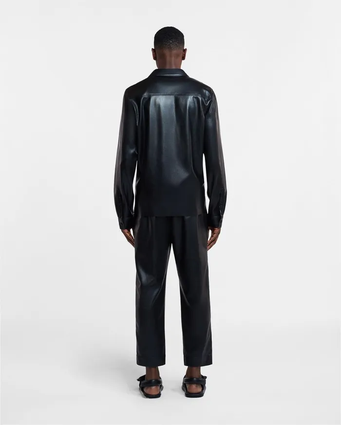 Duco Okobor AltLeather Long Sleeve Shirt Black Men Nanushka Tops