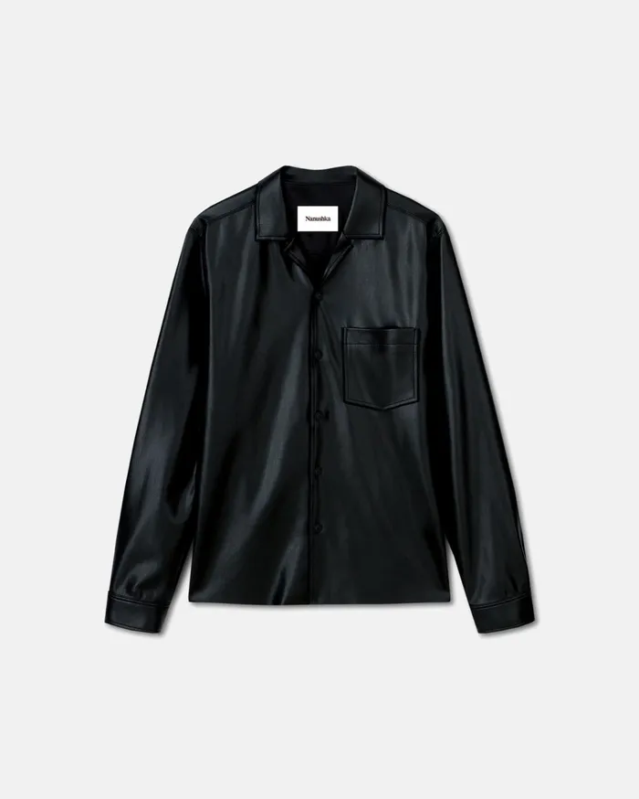 Duco Okobor AltLeather Long Sleeve Shirt Black Men Nanushka Tops
