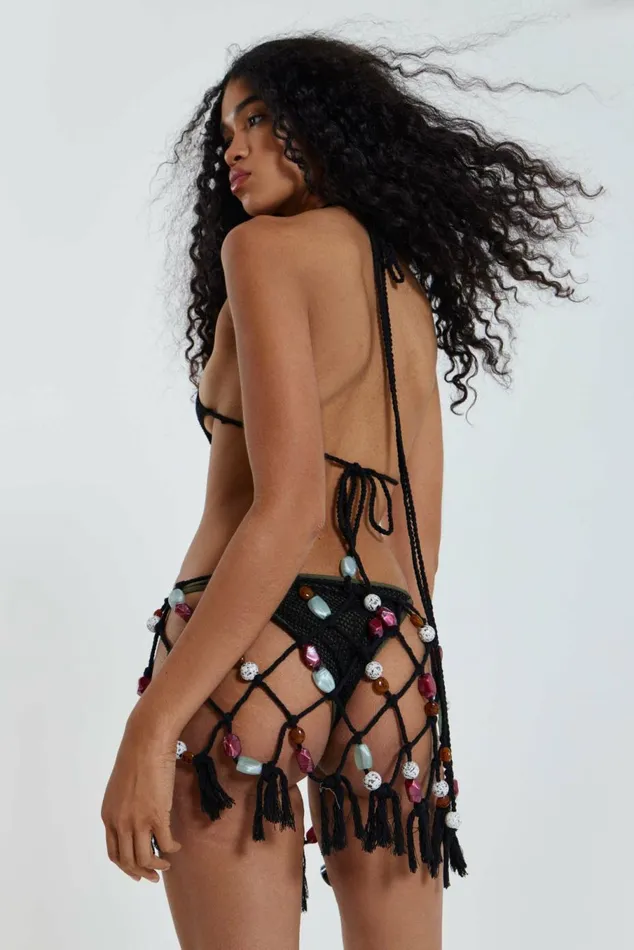 Dusk Macrame Mini Dress With Beaded Trim Black Women Jaded London Beach Cover Ups Dusk Macrame Mini Dress With Beaded Trim Black Women Jaded London Beach Cover Ups