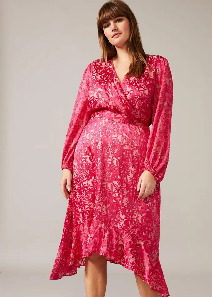 Edith Burnout Dress Pink Women Phase Eight Dresses