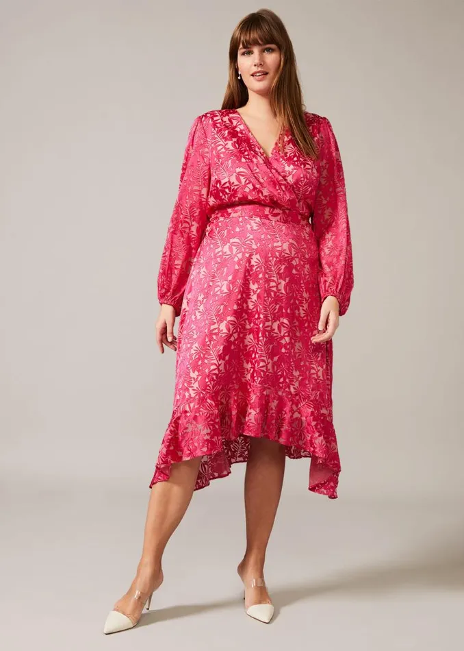 Edith Burnout Dress Pink Women Phase Eight Dresses