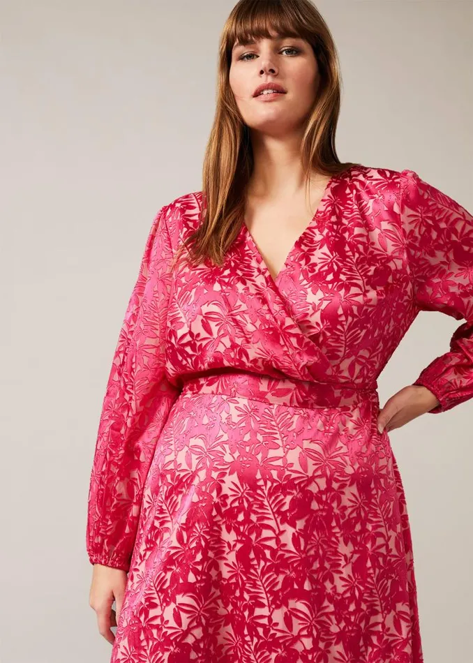 Edith Burnout Dress Pink Women Phase Eight Dresses