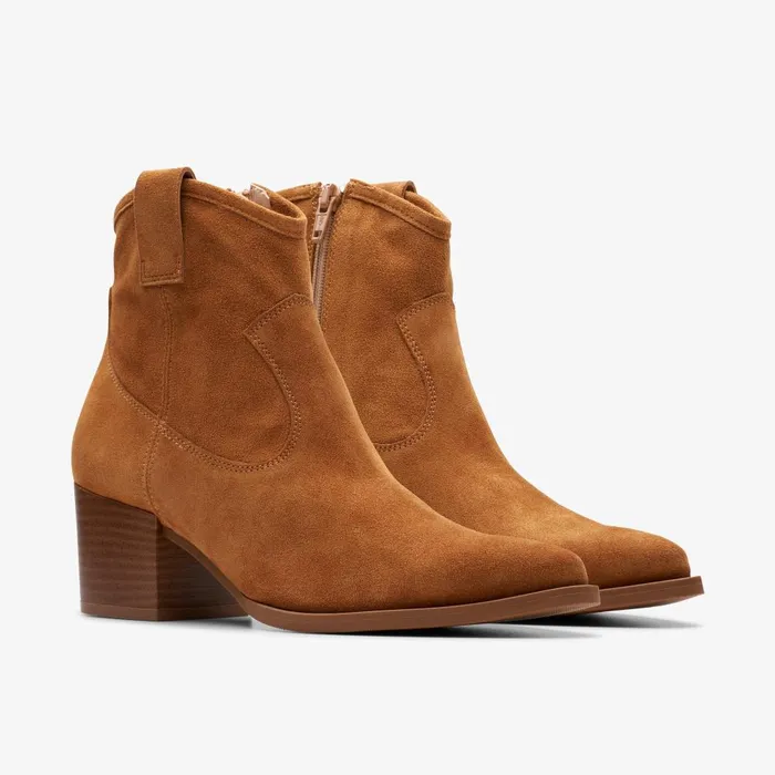 Elder Rae Tan Suede Women Clarks Boots and Booties