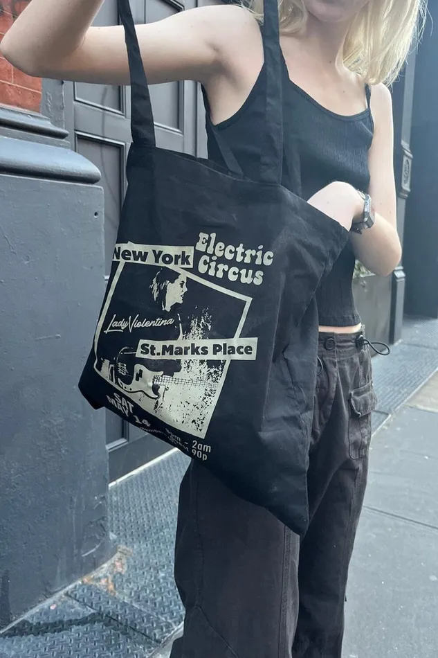 Electric Circus Tote Bag Black Women Brandy Melville Bags and Backpacks