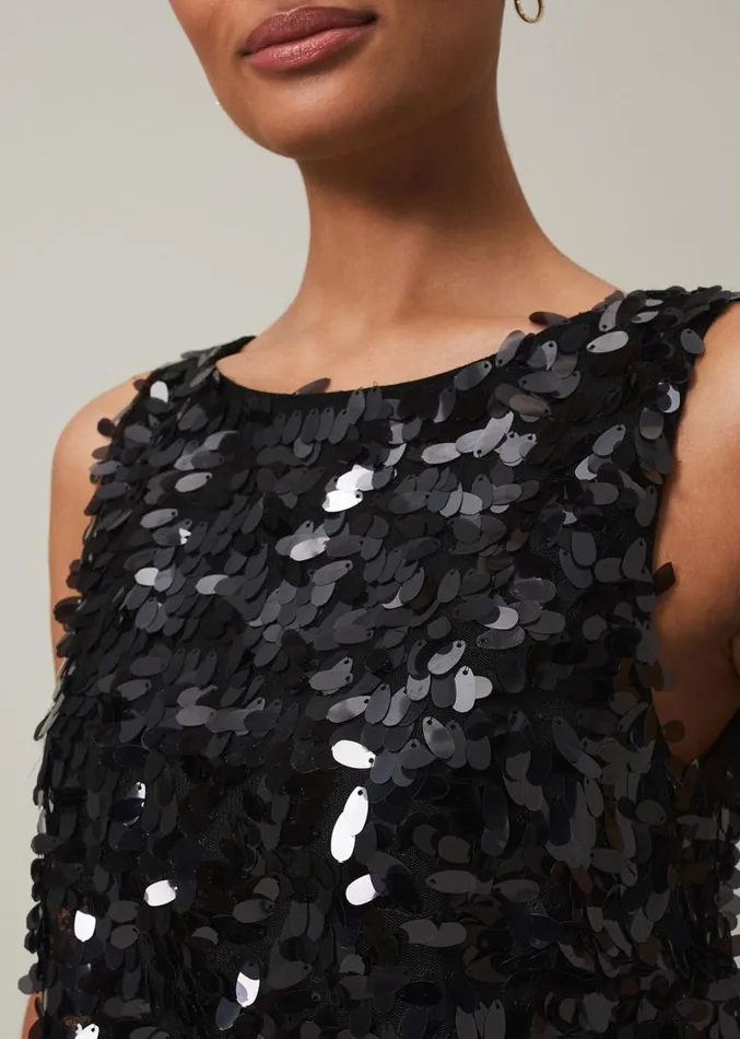 Elena Black Sequin Tiered Maxi Dress Black Women Phase Eight Dresses