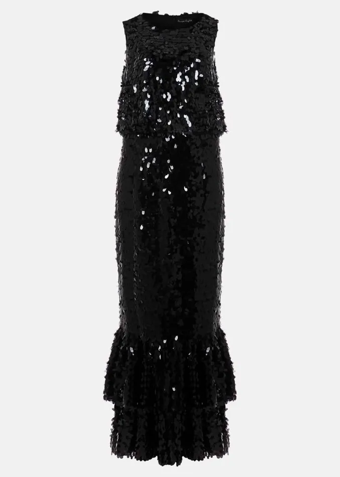Elena Black Sequin Tiered Maxi Dress Black Women Phase Eight Dresses