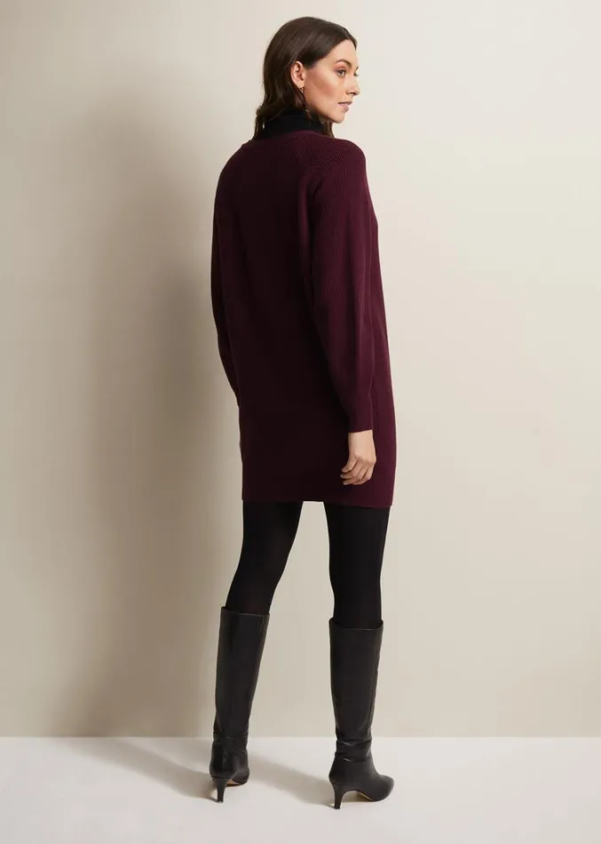 Eliana Chunky Knitted Mini Dress Wine Women Phase Eight Dresses