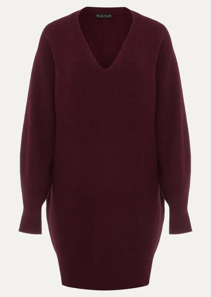 Eliana Chunky Knitted Mini Dress Wine Women Phase Eight Dresses