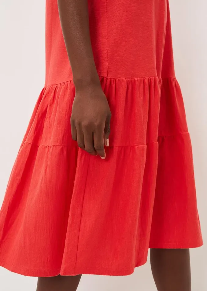Elizebeth Cotton Tiered Midi Dress Chilli Red Women Phase Eight Dresses