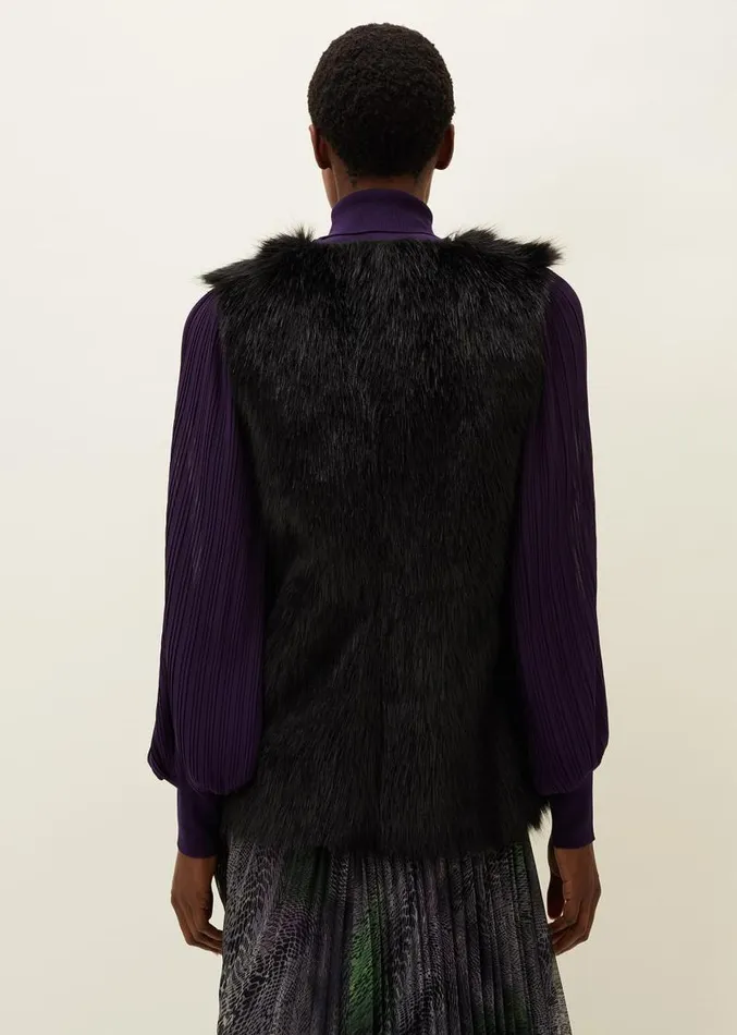 Ella Longline Reversible Faux Fur Gilet Black Women Phase Eight Coats
