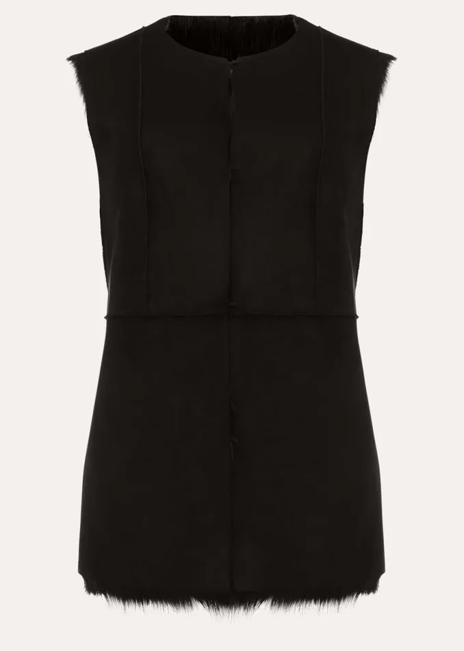 Ella Longline Reversible Faux Fur Gilet Black Women Phase Eight Coats