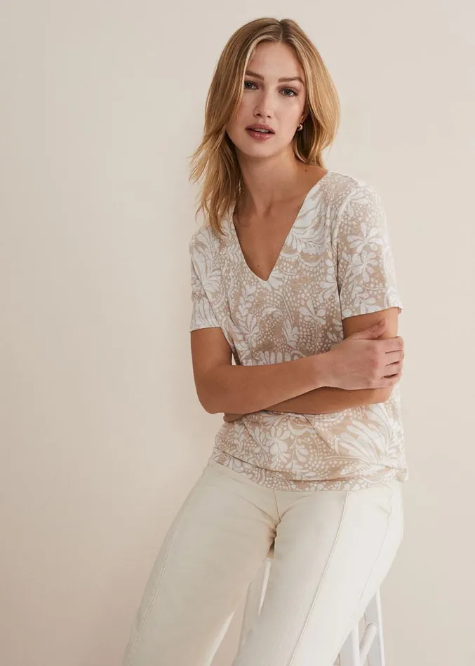 Elspeth V Neck Top Stoneivory Women Phase Eight Tops and TShirts