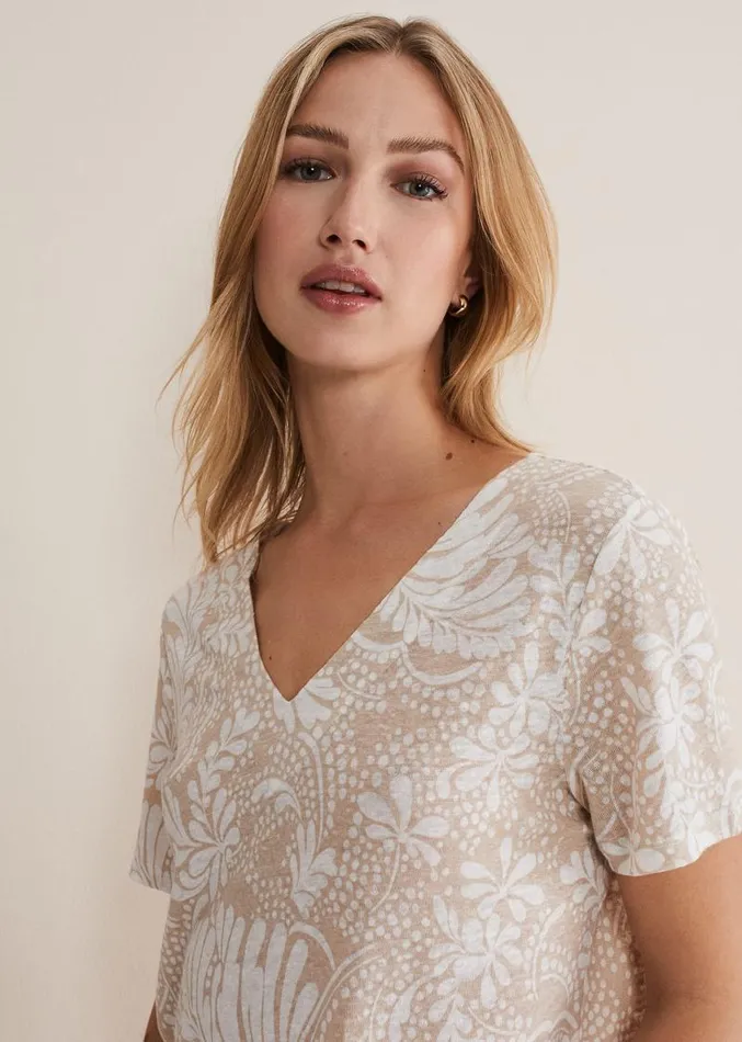 Elspeth V Neck Top Stoneivory Women Phase Eight Tops and TShirts