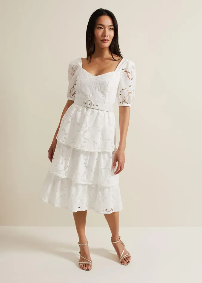 Elyse Lace Tiered Wedding Dress Ivory Women Phase Eight Dresses