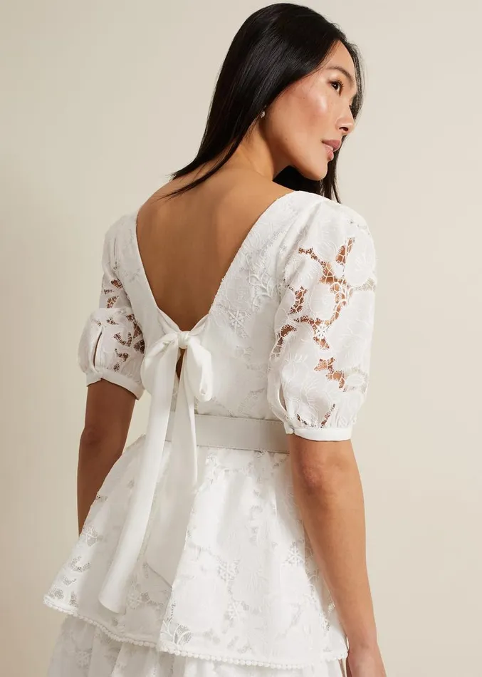 Elyse Lace Tiered Wedding Dress Ivory Women Phase Eight Dresses