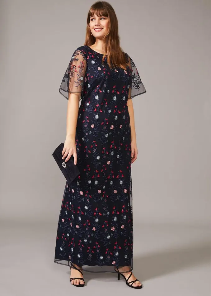 Emily Embroidered Maxi Dress Navymulti Women Phase Eight Dresses