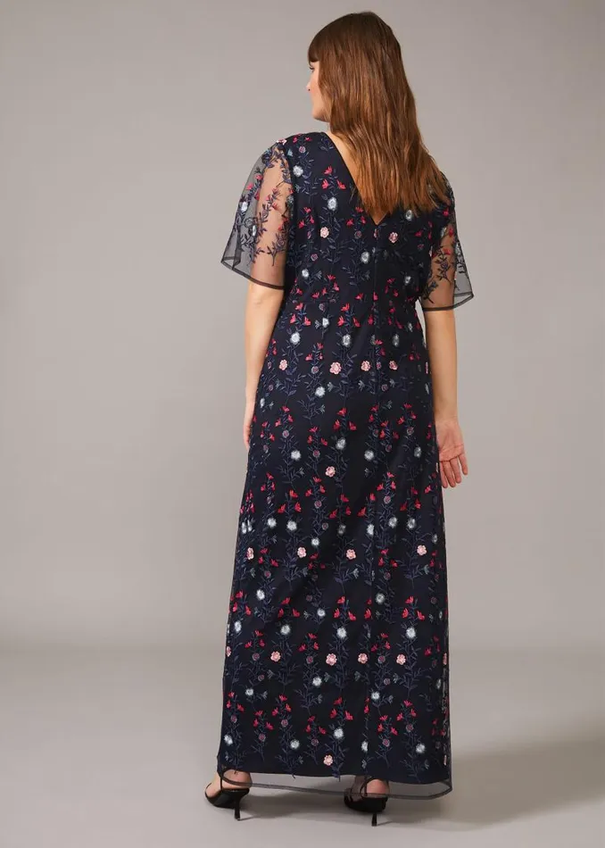 Emily Embroidered Maxi Dress Navymulti Women Phase Eight Dresses