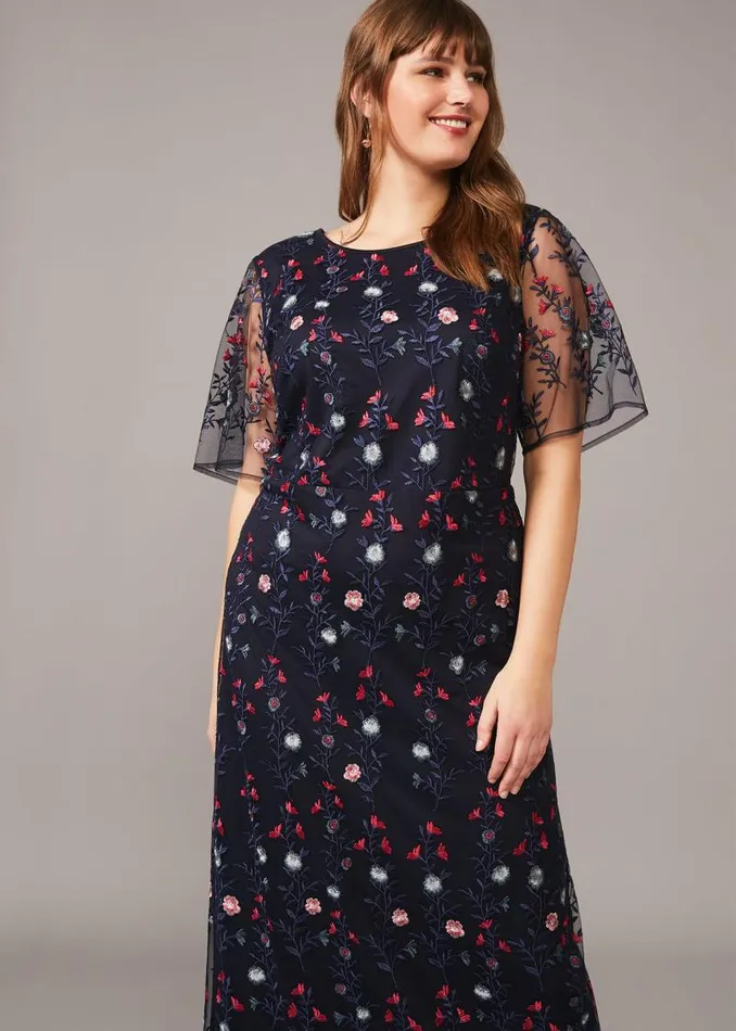 Emily Embroidered Maxi Dress Navymulti Women Phase Eight Dresses