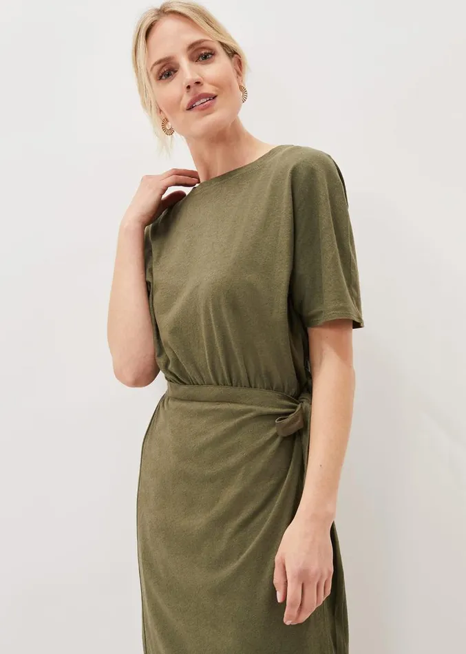 Emmalyn Cotton Midi Dress Khaki Women Phase Eight Dresses