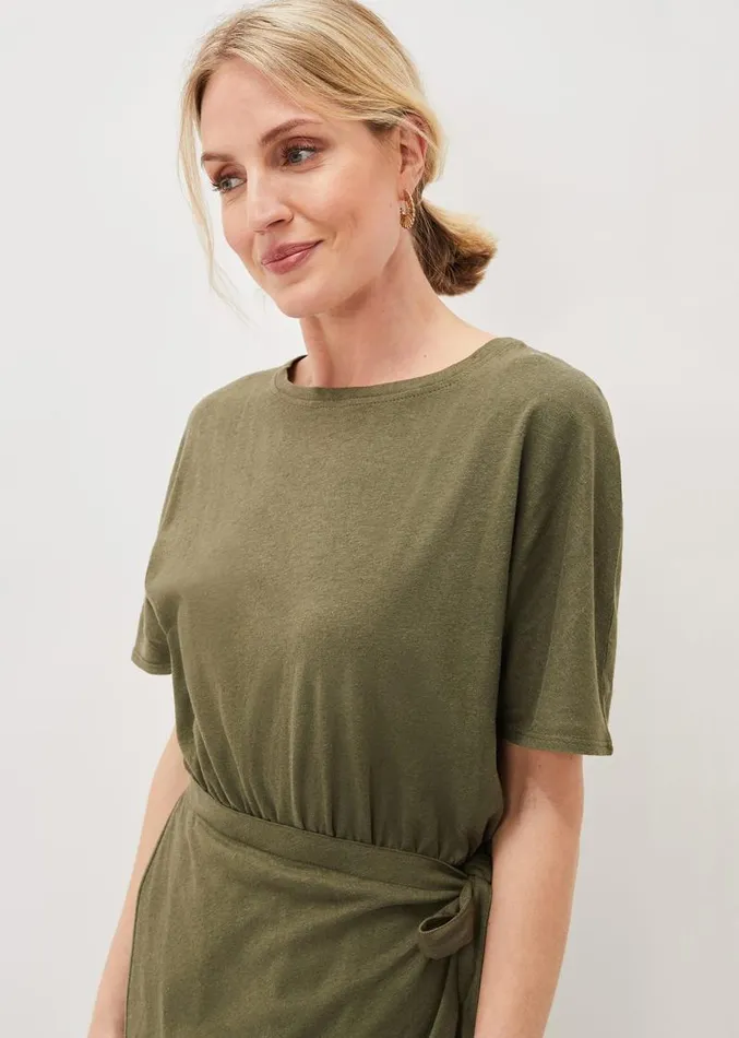 Emmalyn Cotton Midi Dress Khaki Women Phase Eight Dresses