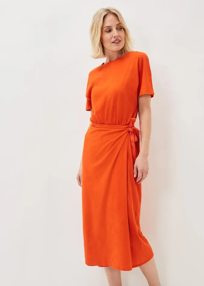 Emmalyn Cotton Midi Dress Tangerine Women Phase Eight Dresses