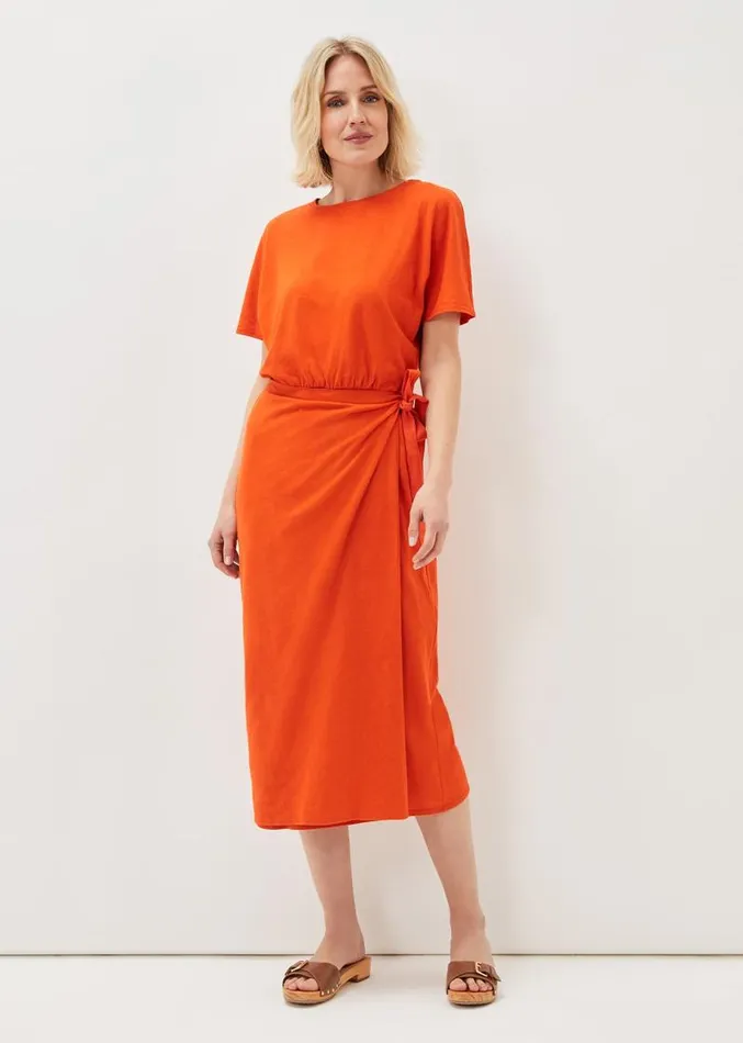 Emmalyn Cotton Midi Dress Tangerine Women Phase Eight Dresses