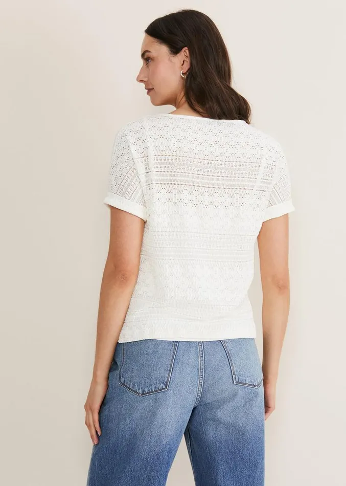 Emmlyn Lace Textured Top Ivory Women Phase Eight Tops and TShirts