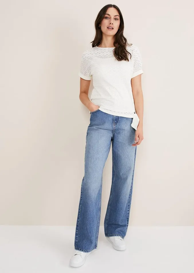Emmlyn Lace Textured Top Ivory Women Phase Eight Tops and TShirts