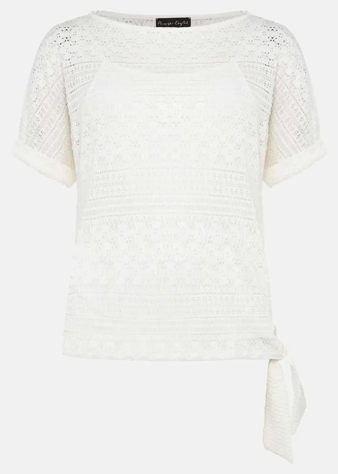 Emmlyn Lace Textured Top Ivory Women Phase Eight Tops and TShirts