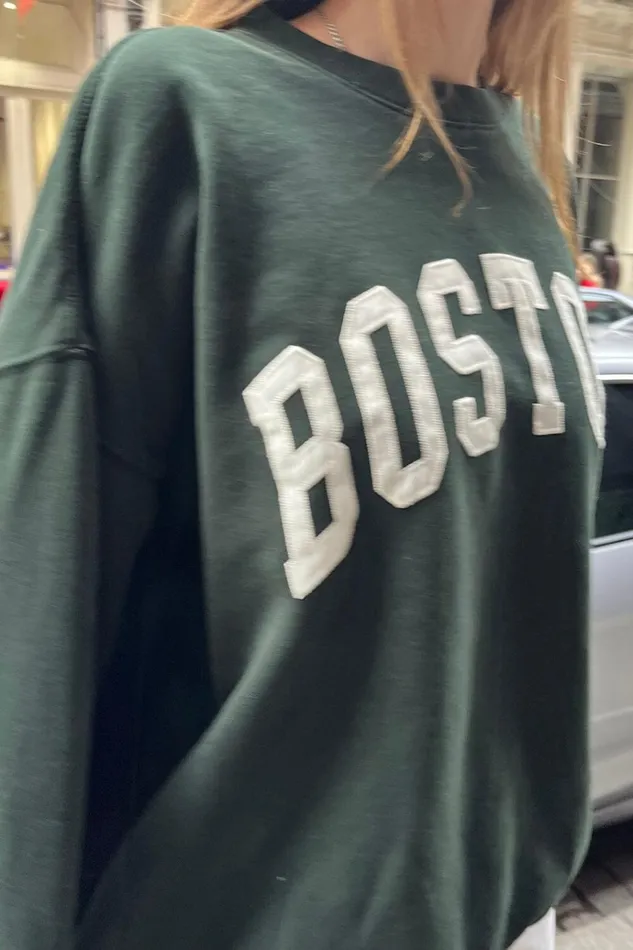 Erica Boston Sweatshirt Dark Green Women Brandy Melville Sweatpants and Sweatshirts