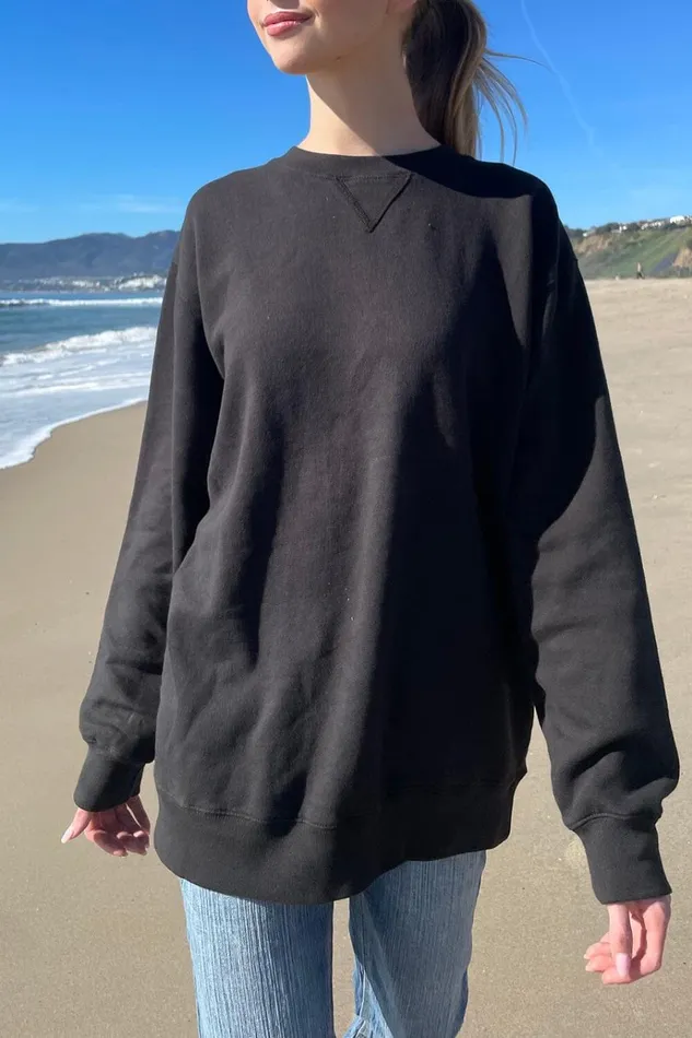 Erica Oversized Sweatshirt Faded Black Women Brandy Melville Sweatpants and Sweatshirts