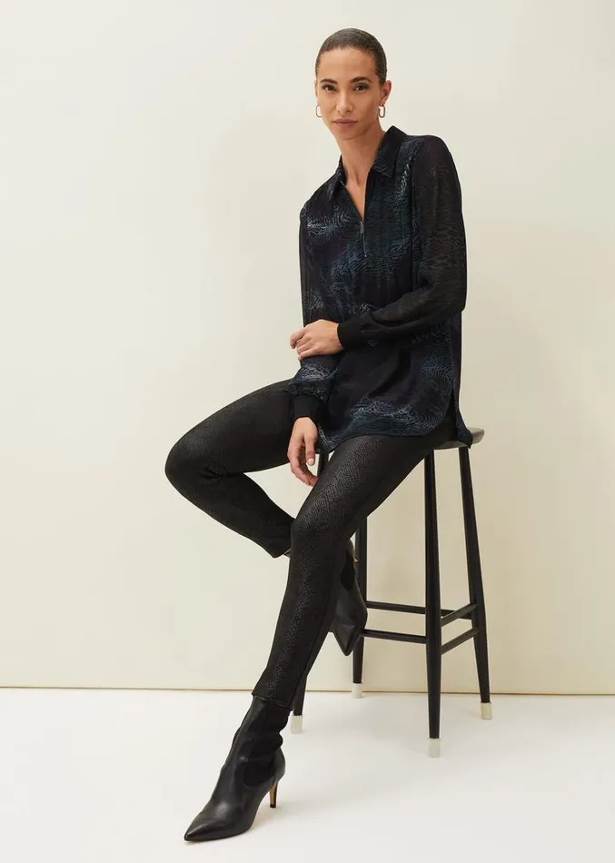 Erica Snake Skin Leggings Black Women Phase Eight Trousers
