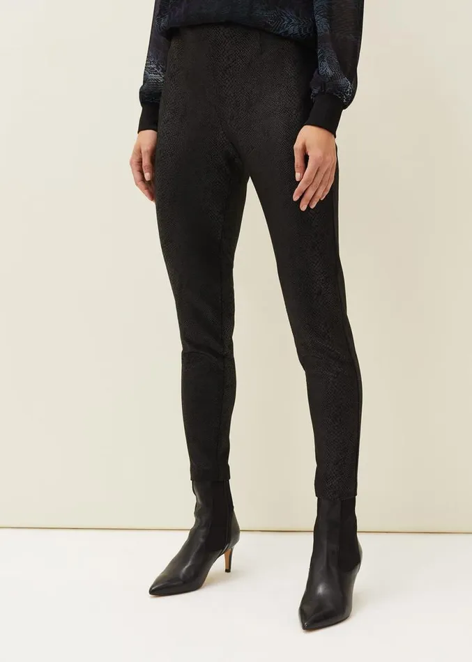 Erica Snake Skin Leggings Black Women Phase Eight Trousers