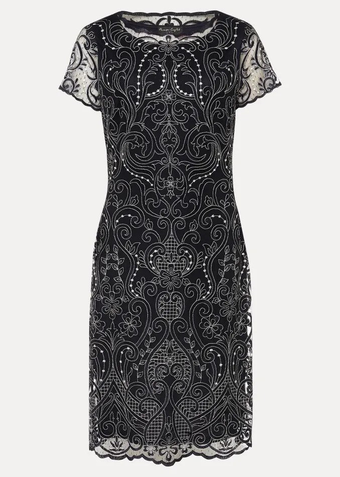 Esme Embroidered Dress Navyivory Women Phase Eight Dresses
