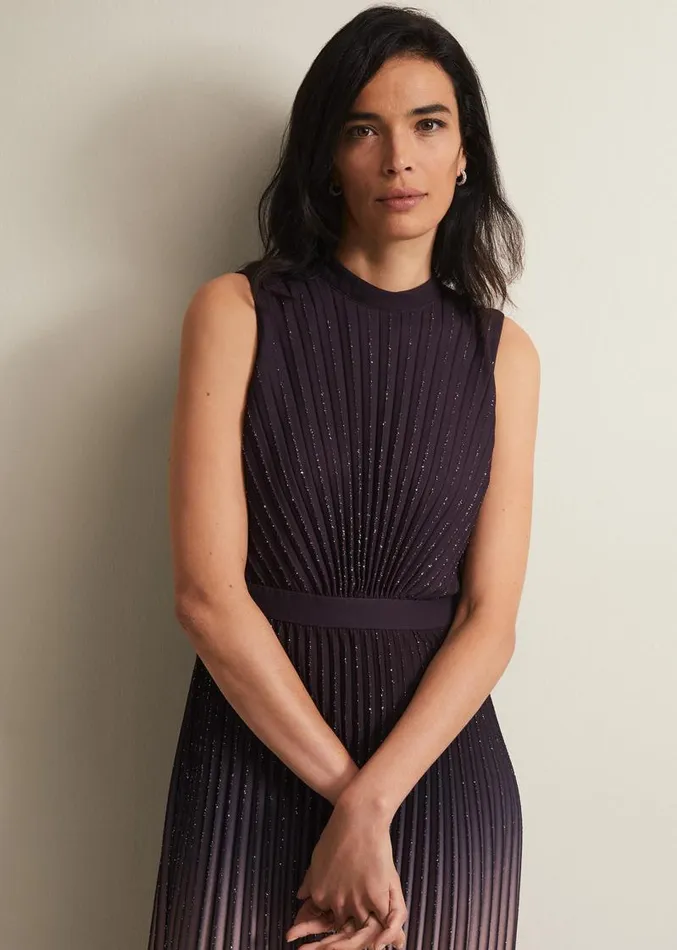 Estella Dark Purple Ombre Midaxi Dress Purple Women Phase Eight Dresses