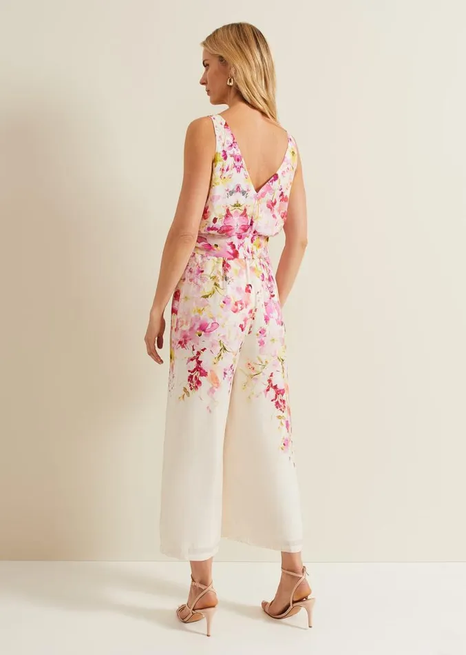 Ethel Floral Wide Leg Jumpsuit Multicoloured Women Phase Eight Jumpsuits