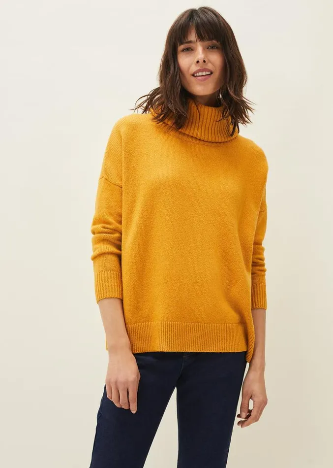 Eva Roll Neck Jumper Ochre Women Phase Eight Knitwear