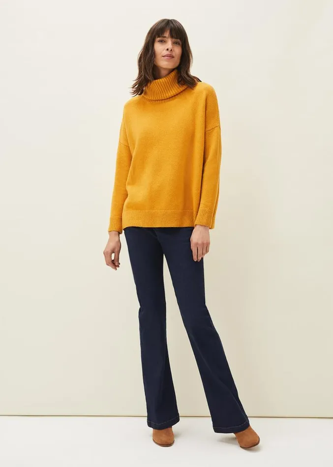 Eva Roll Neck Jumper Ochre Women Phase Eight Knitwear