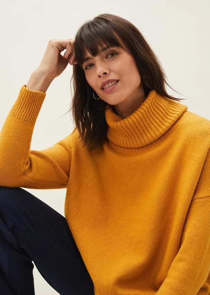Eva Roll Neck Jumper Ochre Women Phase Eight Knitwear